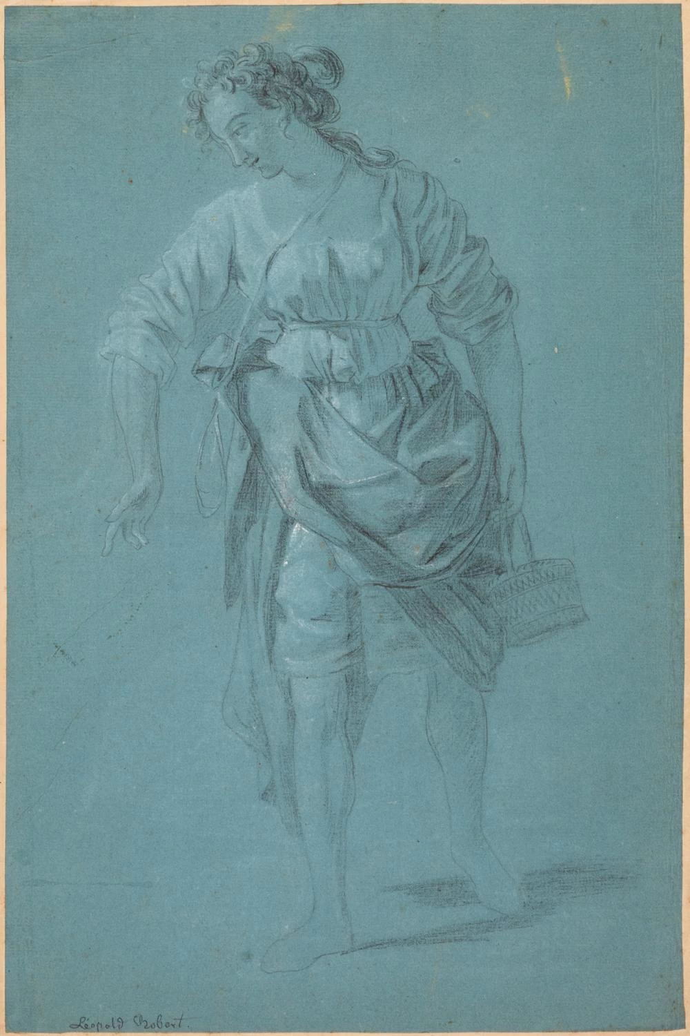 Studio di una donna che porta un cesto